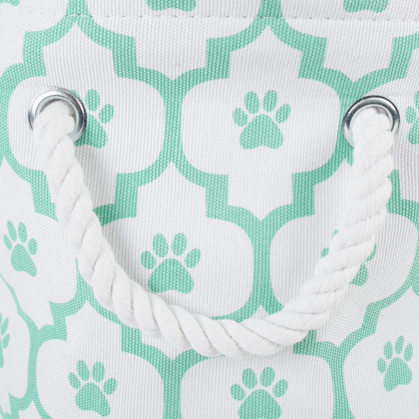 Bone Dry Pet Storage Collection Lattice Paw Print, Small Round, White/Aqua