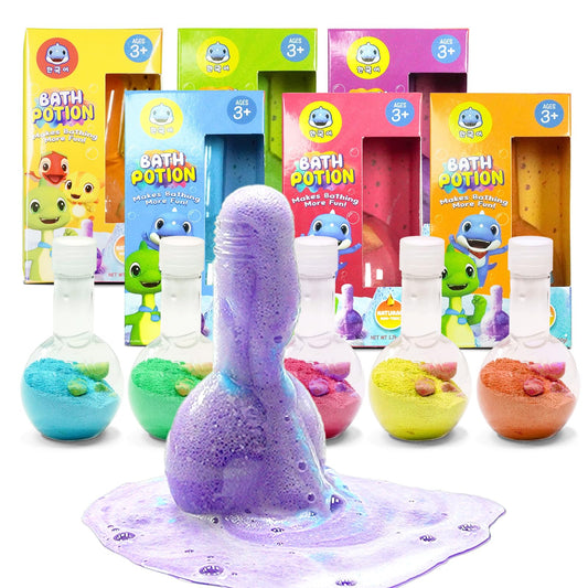 Bath Toys for Kids Potion, SWCANDY 6 Pack Bath Bombs Fun Time Bathtub Colorful Bubble Foam Boys Girls with Indoor Outdoor Scientific Soap Magical…