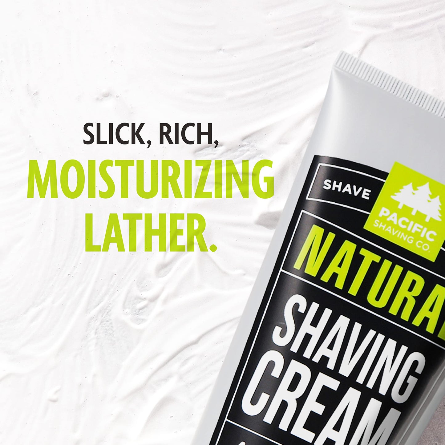 Pacific Shaving Company Natural Shaving Cream - Shea Butter + Vitamin E Shave Cream for Hydrated Sensitive Skin - Clean Formula for Smooth