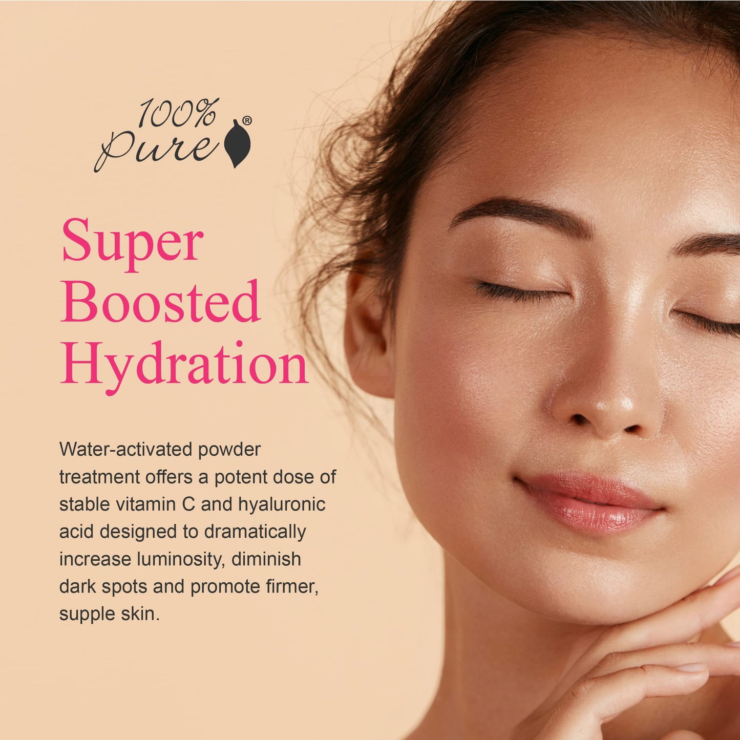 100% PURE Vitamin C Boost Powder to Serum Rejuvenate Face Firming Antioxidants & Hyaluronic Acid Illuminating Vibrant Facial Skin Care - Vegan - .35oz