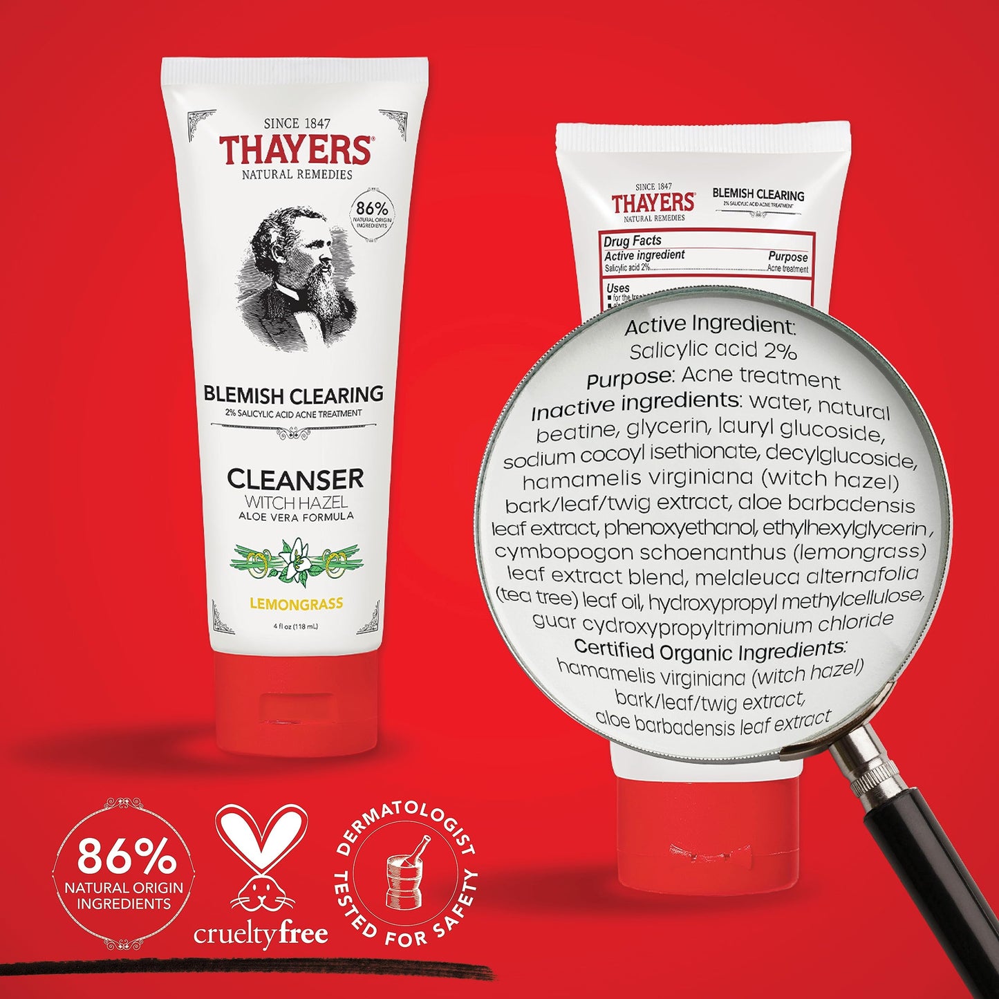 THAYERS Witch Hazel Blemish Cleanser, 4 Ounce