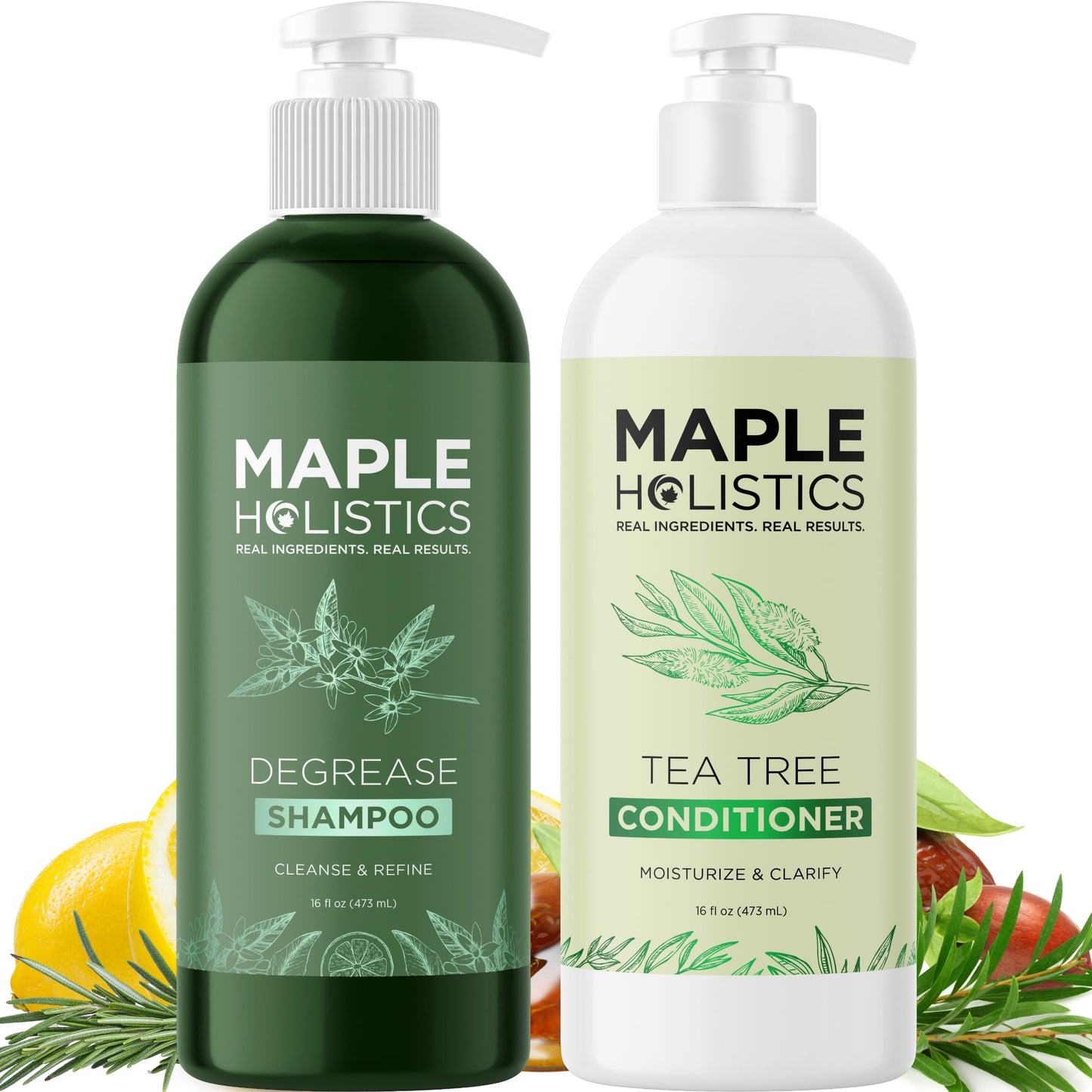 Shampoo and Conditioner for Oily Hair and Scalp - Sulfate and Paraben Free Shampoo and Conditioner Set for Oily Hair with Deep Cleansing Tea Tree Oil