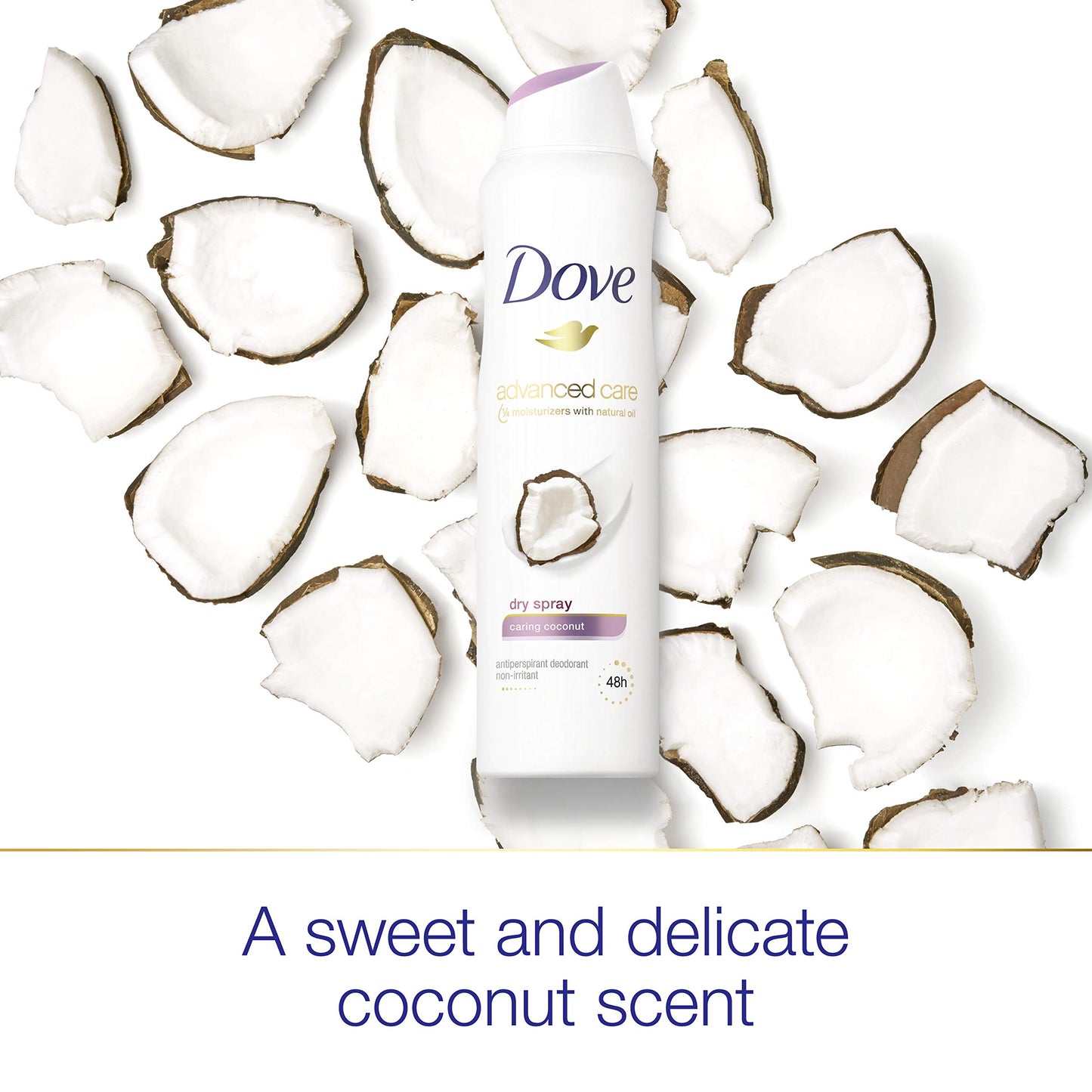 Dove Dry Spray Antiperspirant Deodorant, Caring Coconut, 3.8 Ounce