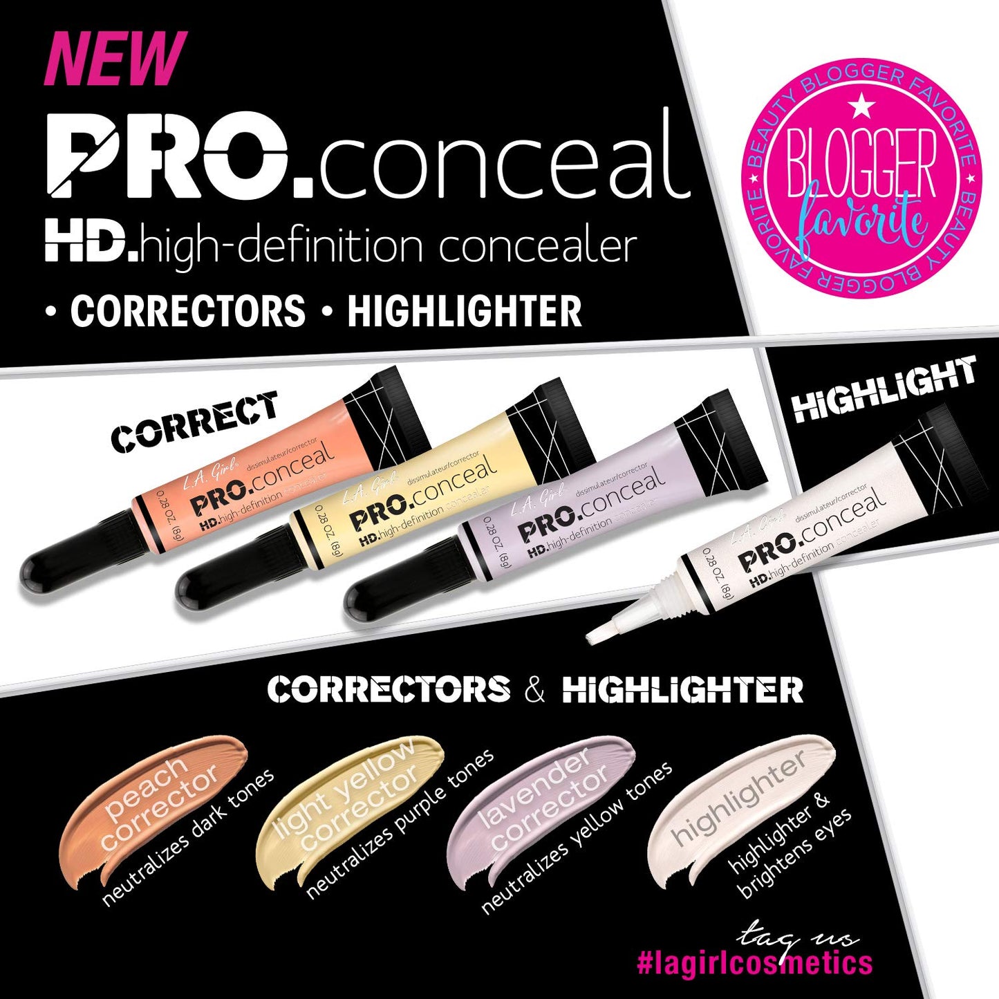 L.A. Girl Pro Conceal HD Concealer, Yellow Corrector, 0.28 Ounce