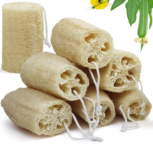 7 Pack Natural Loofah Exfoliating Body Scrubber, 5 Inches Organic Luffa Bath Sponge Exfoliating Shower Body Scrubber for Deep Cleaning & Smooth Skin Beauty & Personal Care METLUCK