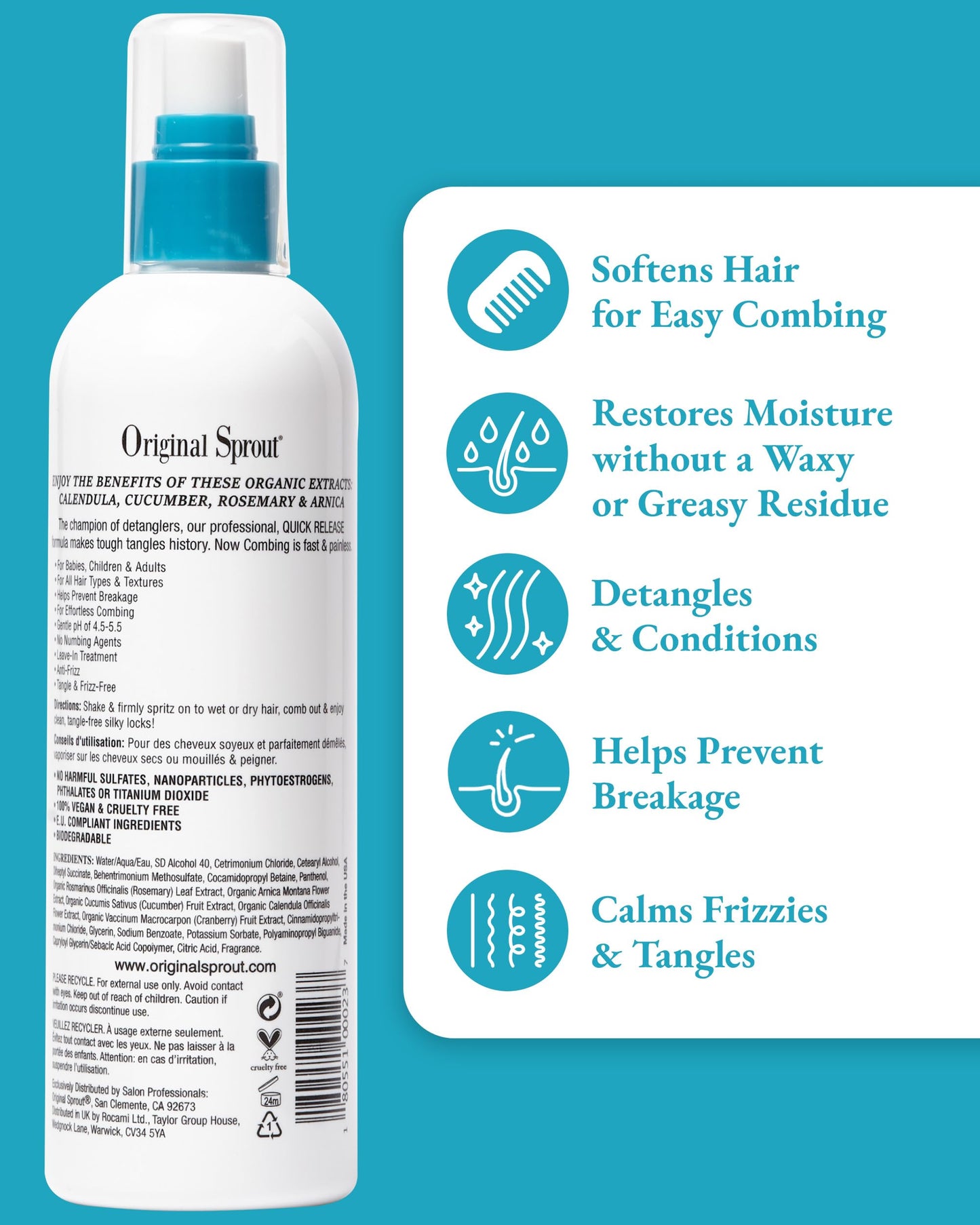 Original Sprout Miracle Detangler. Hair Moisturizer and Leave-In Conditioner Spray,12 oz