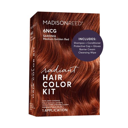 Madison Reed Radiant Hair Color Kit - 6NCG Medium Golden Red with Copper Tones (Sardinia Red), Permanent Hair Dye, Superior Gray Coverage