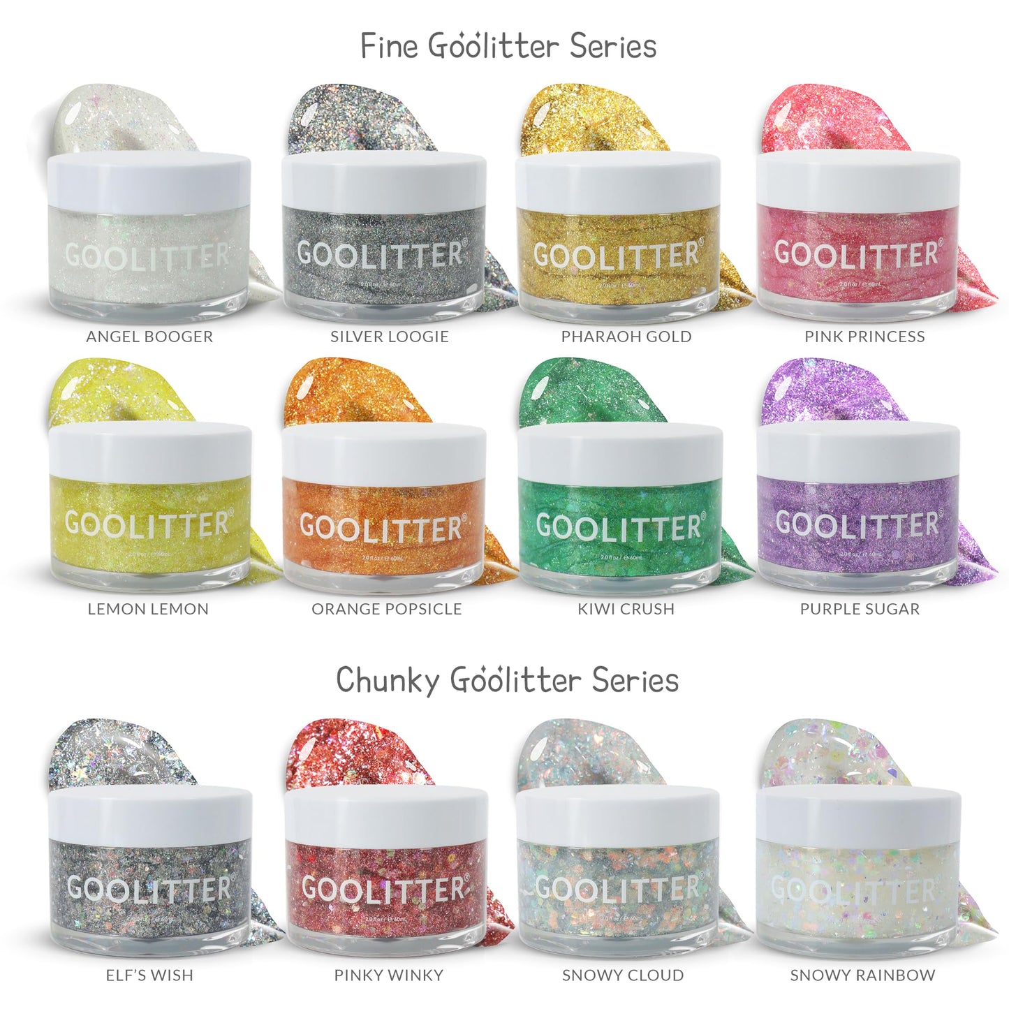 Goolitter Face, Body & Hair Holographic Clear White Glitter Gel [Snowy Cloud] 2oz (60mL) | Chunky | K-Beauty | Halloween, Festival, EDM, Rave, Party