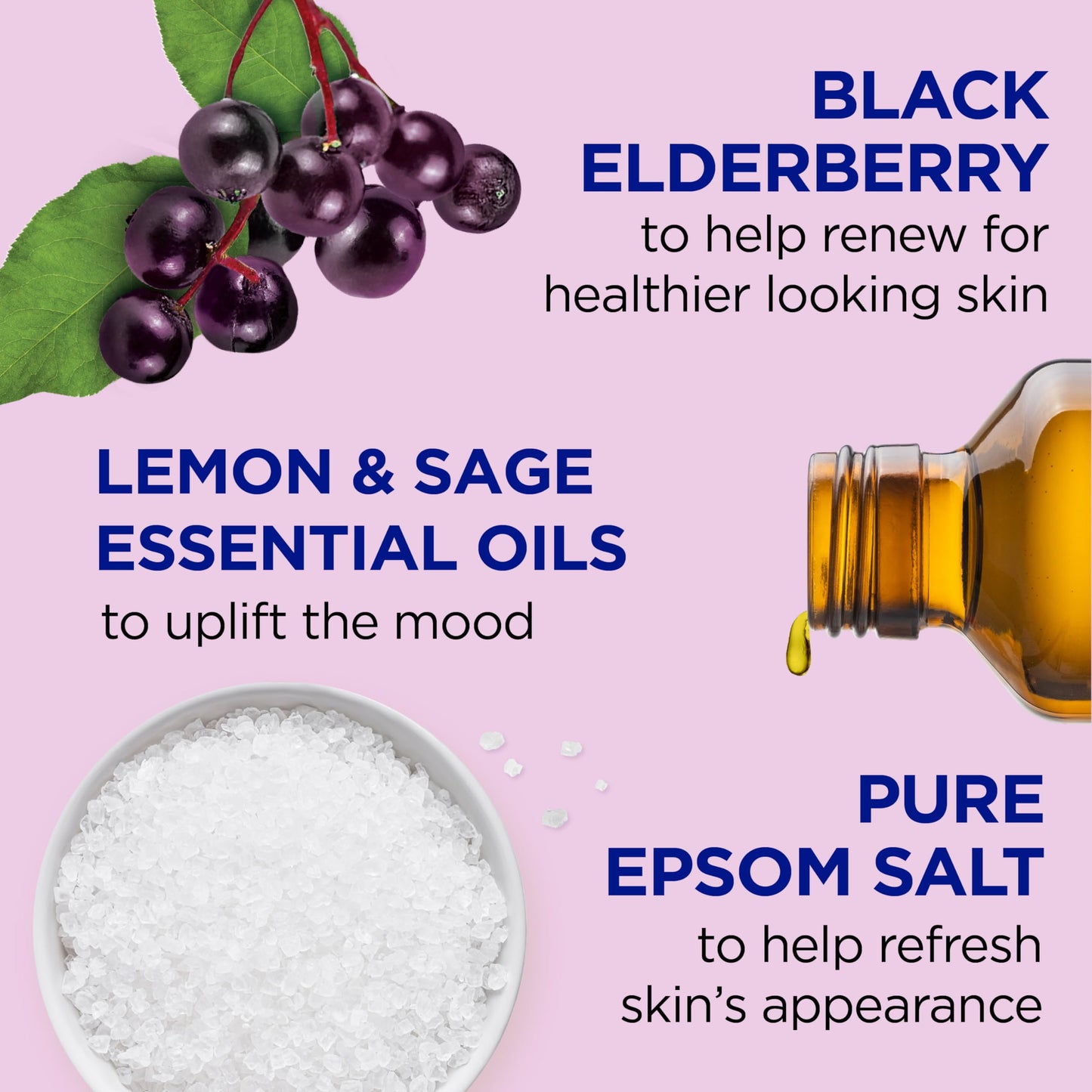 Dr Teal's Foaming Bath with Pure Epsom Salt, Black Elderberry with Vitamin D, 34 fl oz (Pack of 4)