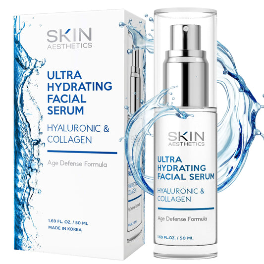 Skin Aesthetics Hyaluronic Acid Serum for Face - Dermatologist Tested - with Collagen for Anti-Aging, Ultra Hydrating, Fine Lines, Wrinkles & Acne