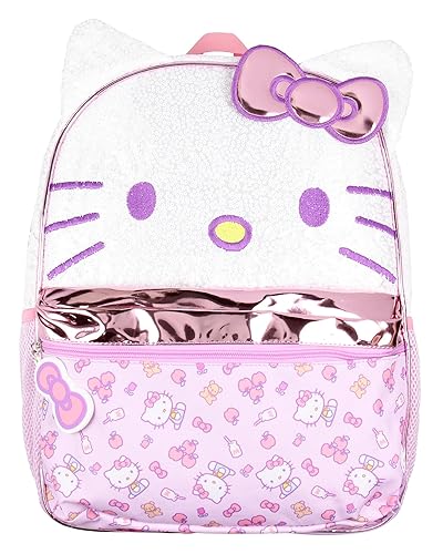 AI ACCESSORY INNOVATIONS Sanrio Hello Kitty Apples and Bows Sequin with PVC Bow Zipper Pull School Travel 16" Backpack For Kids