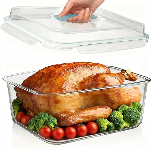 Hontent Large Glass Storage Containers with Lids 201oz Extra Large Big Airtight Glass Food Storage Containers for Rotisserie Chicken Watermelon…