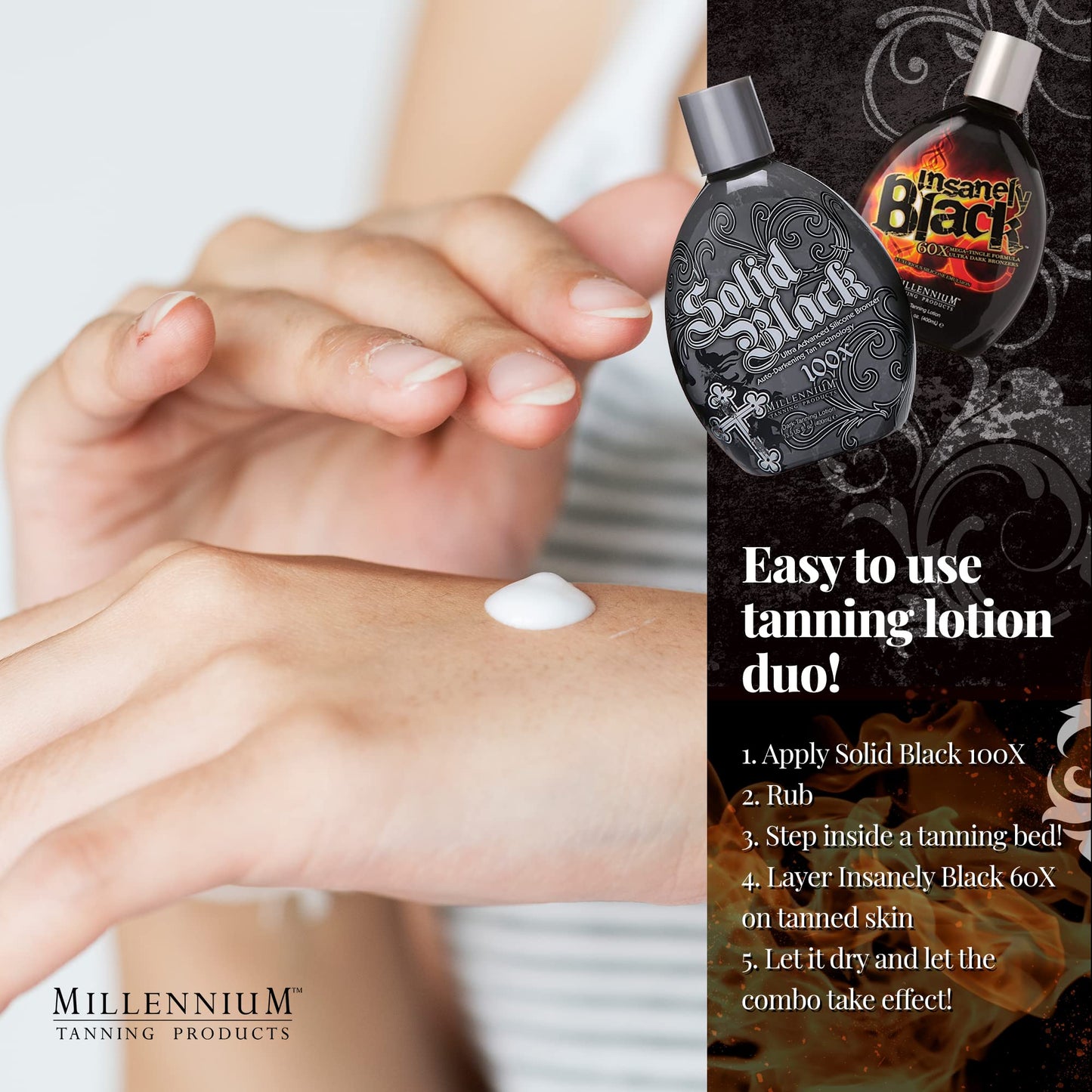 Millennium Tanning Products, Solid Black 100x (13.5 oz) and Insanely Black 60x (13.5 oz)