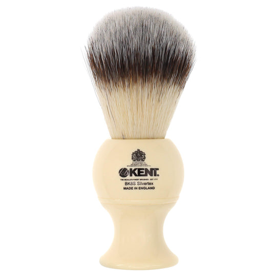 Kent BK8S Shaving Brush with Ultra-Soft Silvertext Synthetic Bristles and Faux Ivory Resin Handle to use with Shave Cream or Soap for a Perfect Beauty and Personal Care KENT
