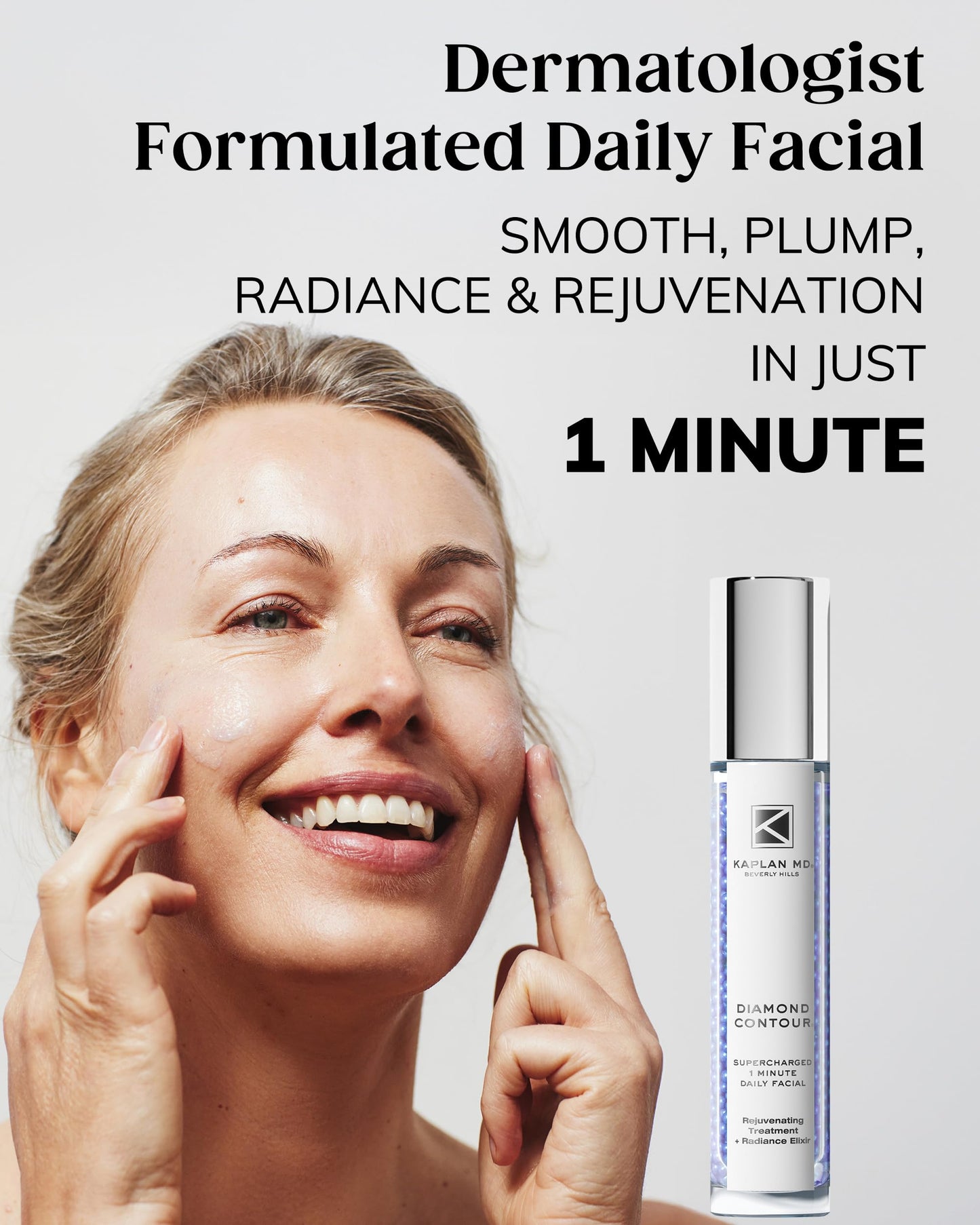 KAPLAN MD Diamond Contour Supercharged 1 Minute Daily Facial - Anti-Aging Serum for Face with Exfoliating Crushed Diamonds & Fruit Enzymes - Radiant