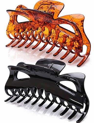 Prettyou Thick Hair Super Large Clips Crystal Plastic Claw Clamps Hairgrips Clips Accessories for Women, 2 pack. (A)