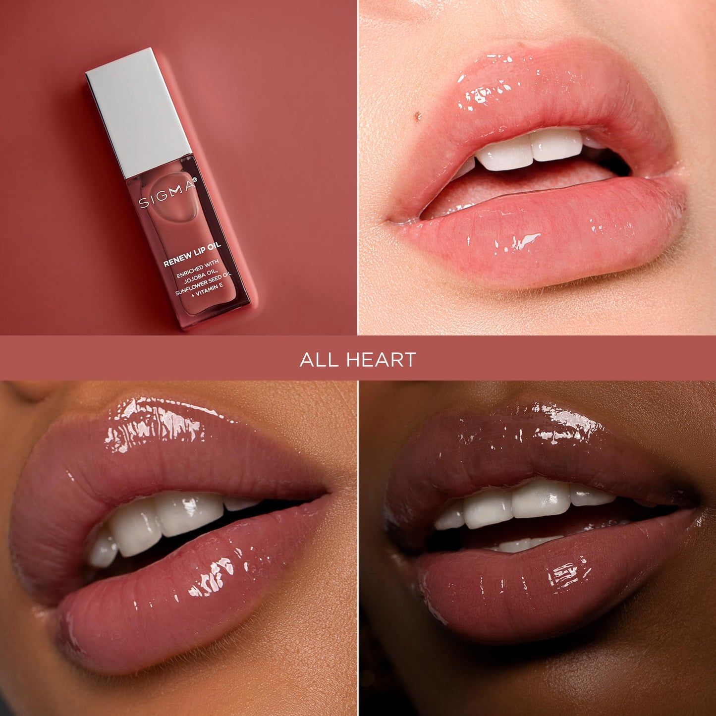 Sigma Beauty Renew Lip Oil - Tinted with Luxurious High-Shine Color & Long Lasting Hydration for Soft, Supple Lips, Non-Sticky w/Nourishing