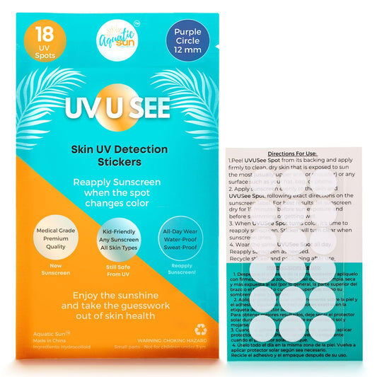 UV Stickers for Sunscreen Reapplication to Avoid Burns - Sunscreen Reminder Stickers You Can Wear All Day - Sweat & Waterproof UV Activated Sunscreen
