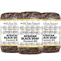It's Pure Natural African Black Soap Bars with Coconut Oil (Pack of 3) Organic Raw Soap for Face & Body, Acne Treatment & Dark Spot Remover [Made in Beauty & Personal Care It's Pure Natural