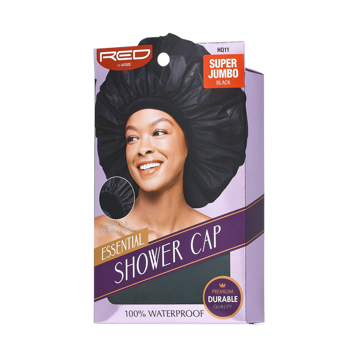 Red by Kiss Essential Super Large Waterproof Shower Cap, Reusable Caps with Elastic Band (Super Jumbo)