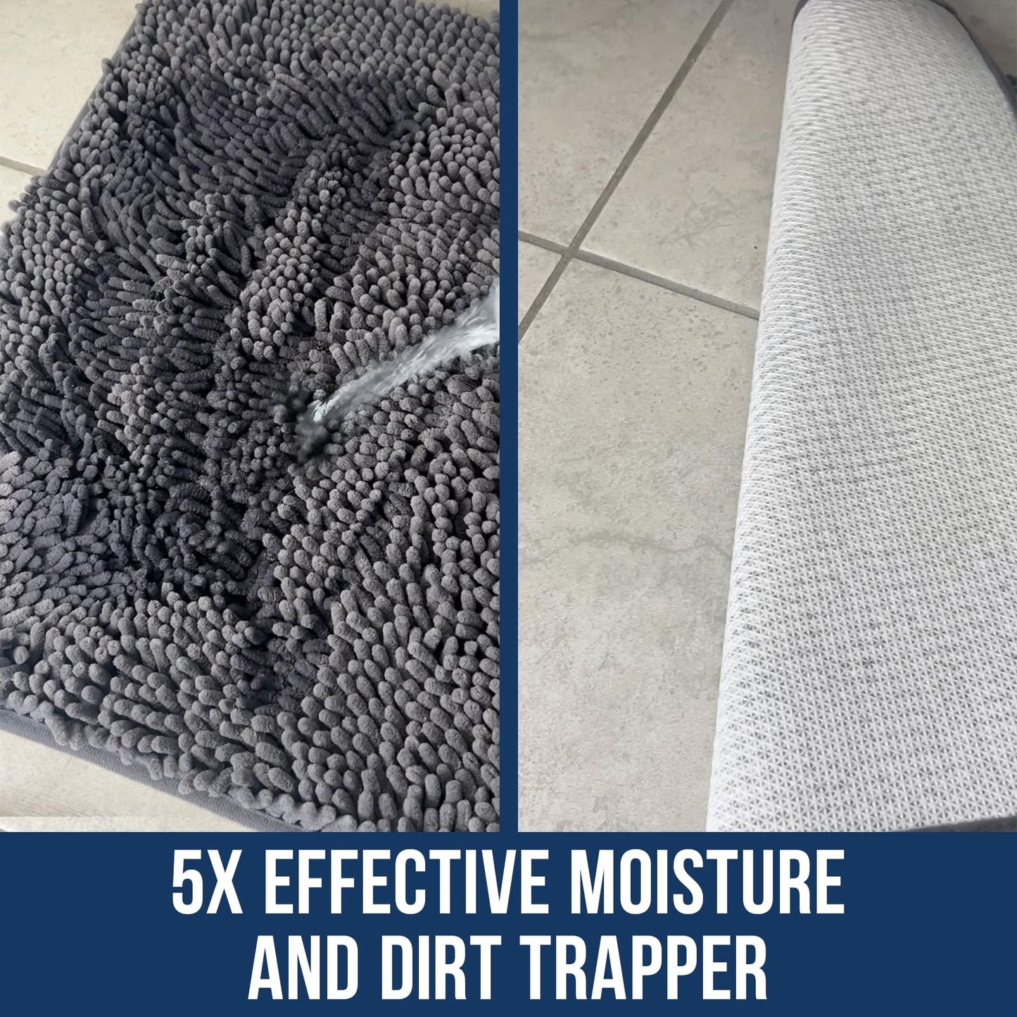 Muddy Mat Chenille Bathroom Rugs Quick Dry Microfiber Mats Non Slip Washable, Extra Thick, Soft and Highly Absorbent Bath Mats for Bathroom, Kitchen…