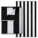 Beachland Luxury Large Beach Towel 40 x 72 inch - Extra Soft Cabana Stripe Hotel and Resort Style - Terry Yarn Dyed 100% Cotton (Black 1 Towel)