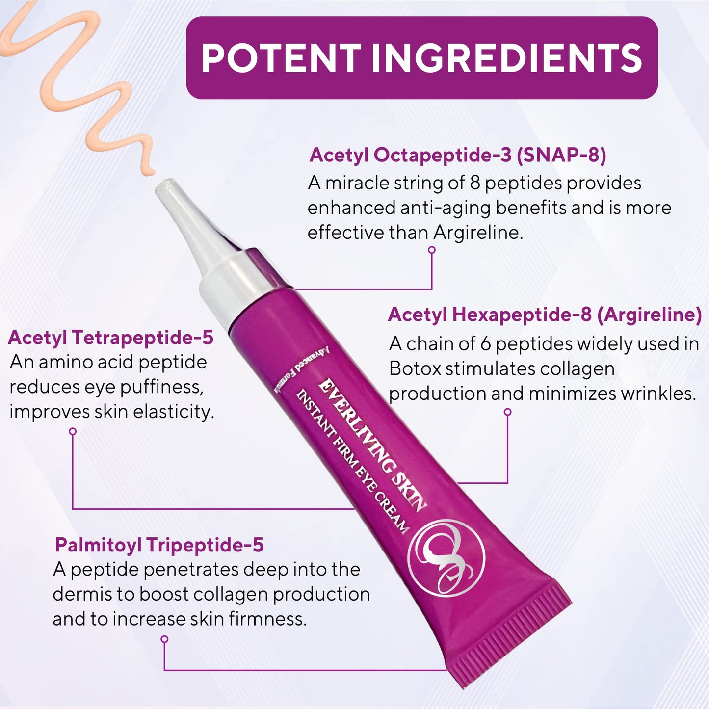 Everliving Skin Instant Firming & Tightening Eye Cream (12 ml) - Temporarily Reduces Under-Eye Bags, Puffiness, Wrinkles & Fine Lines for a Youthful