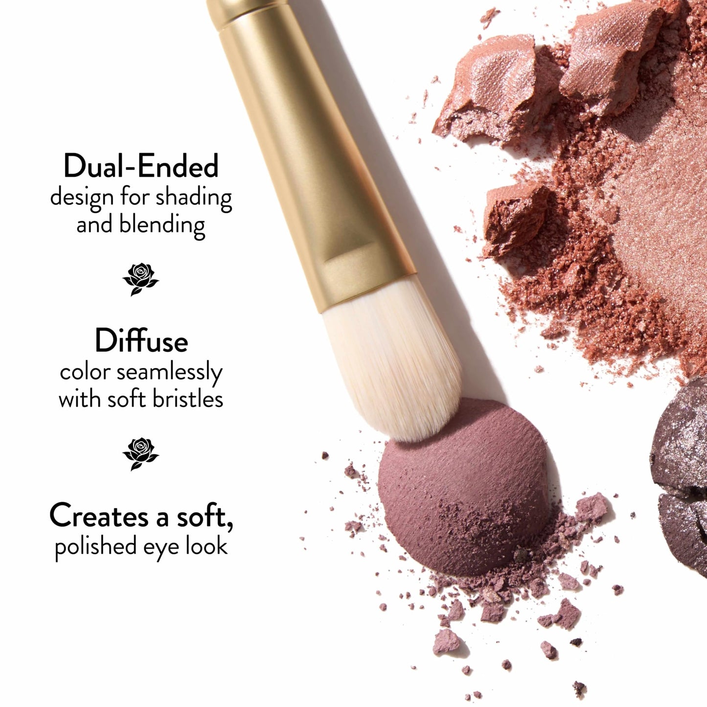 LAURA GELLER NEW YORK Dual-Ended Eyeshadow Brush - Flat Packing & Fluffy Blending Brush for Baked & Pressed Eyeshadow - Limited Edition Draper James