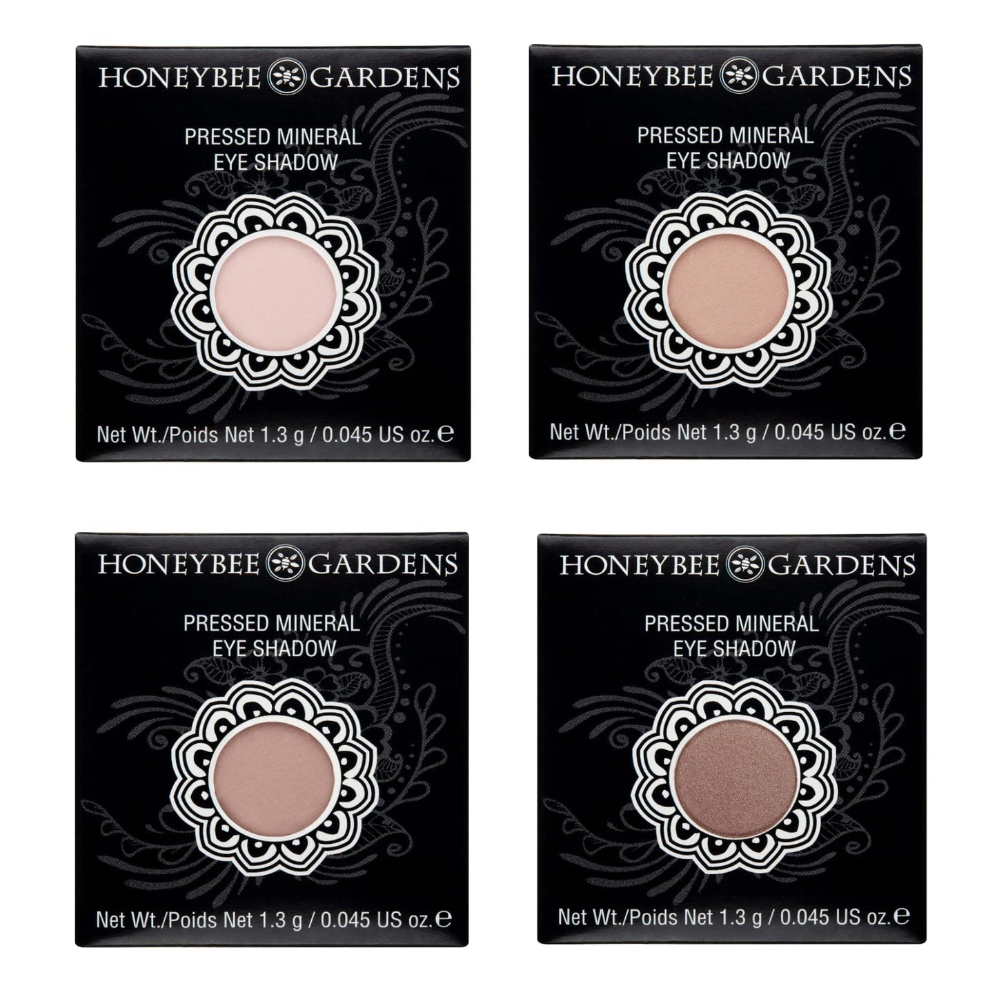 Honeybee Gardens 'Skinny Dip' Refill Pans, Pink, Beige, Nude Tones, Vegan, 4 Pack of 26mm Pans. COMPACT NOT INCLUDED