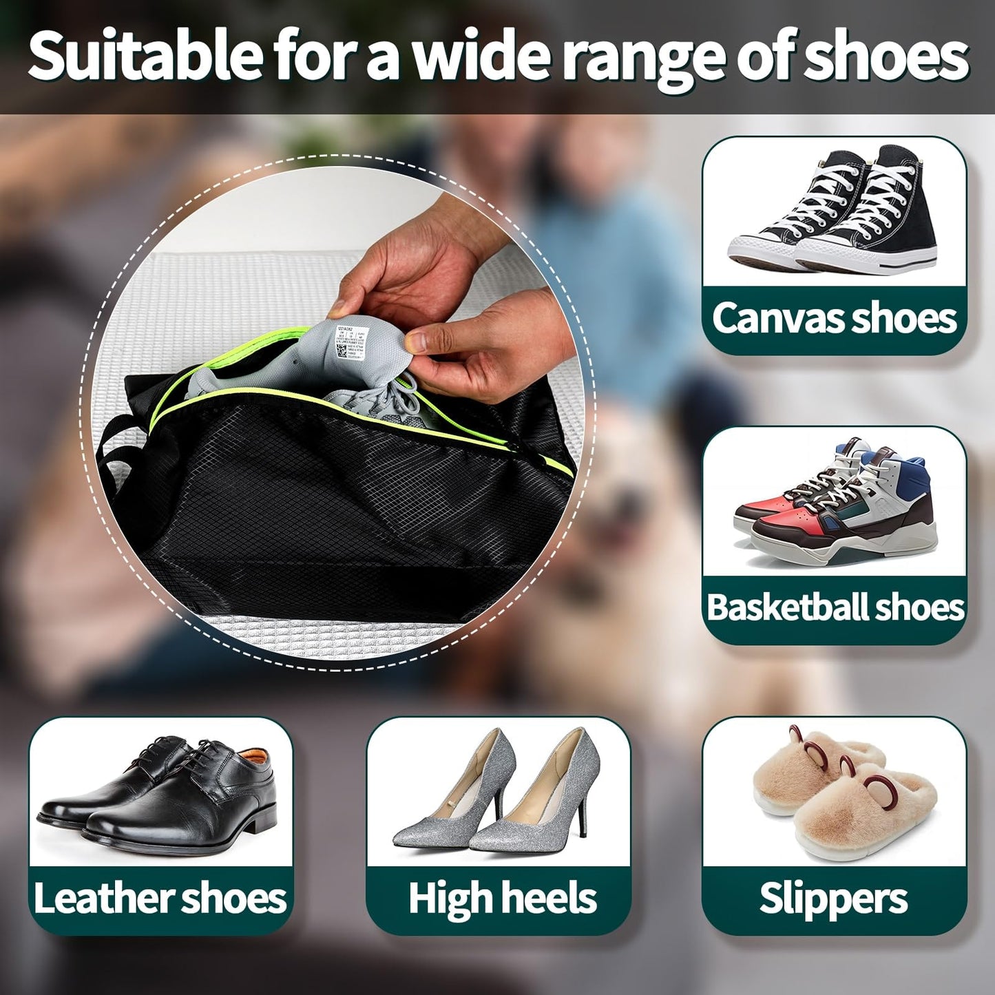 Eopres 3-Pack Travel Shoe Bags – Large Oxford Fabric, Dustproof & Waterproof, Multi-Functional Storage for Men & Women, Black