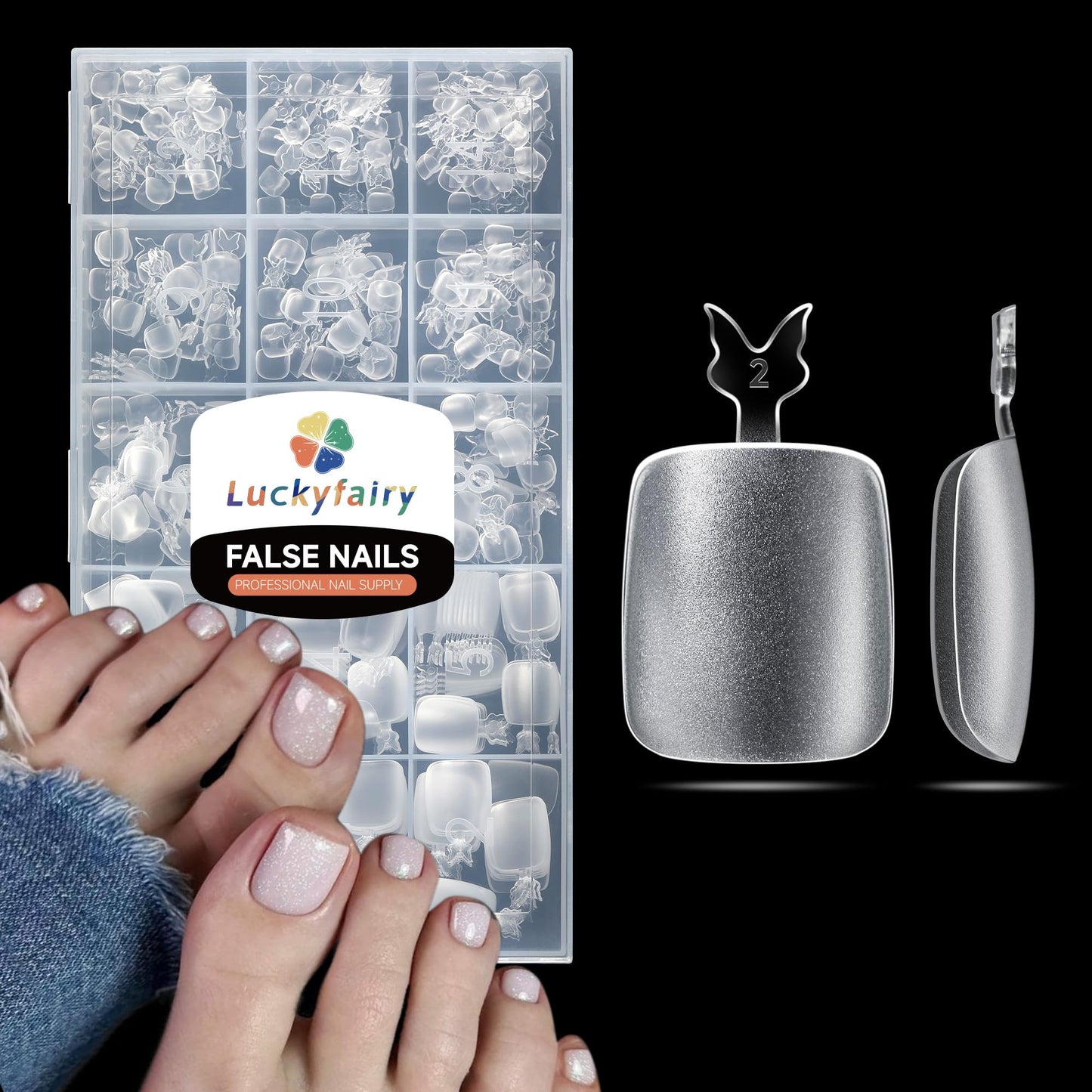 Luckyfairy Square Toe Nail Tips: Full Cover Big Wide Matte Fake Toe Nails 15Sizes Soft Gel Pre-shape Clear Gel Toe Nail Tips Press ons For Nail Beauty and Personal Care Luckyfairy Default Title