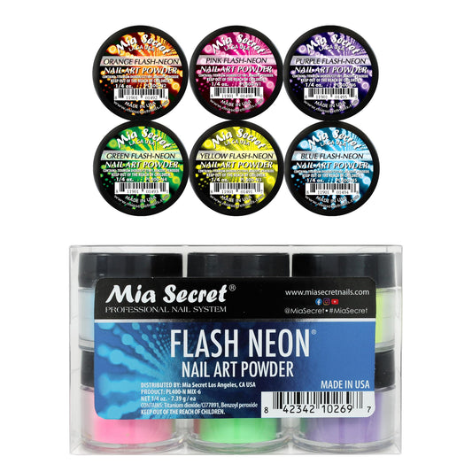 6 Mia Secret Flash Neon Acrylic Nail Art Powder Glows Under the Black Light 6 Neon Colors Beauty & Personal Care Mia Secret
