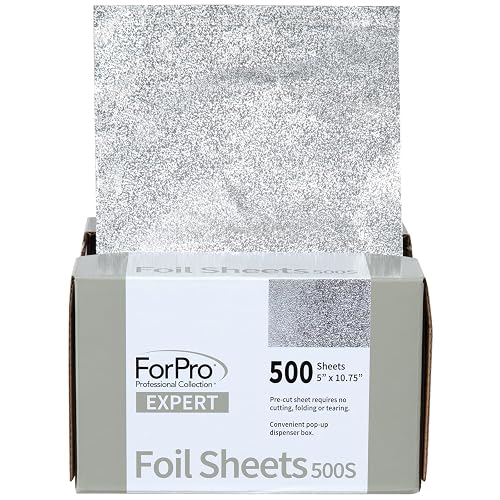 ForPro Professional Collection Expert Embossed Foil Sheets 500S, Aluminum Foil, Pop-Up Foil Dispenser, Hair Foils for Color Application