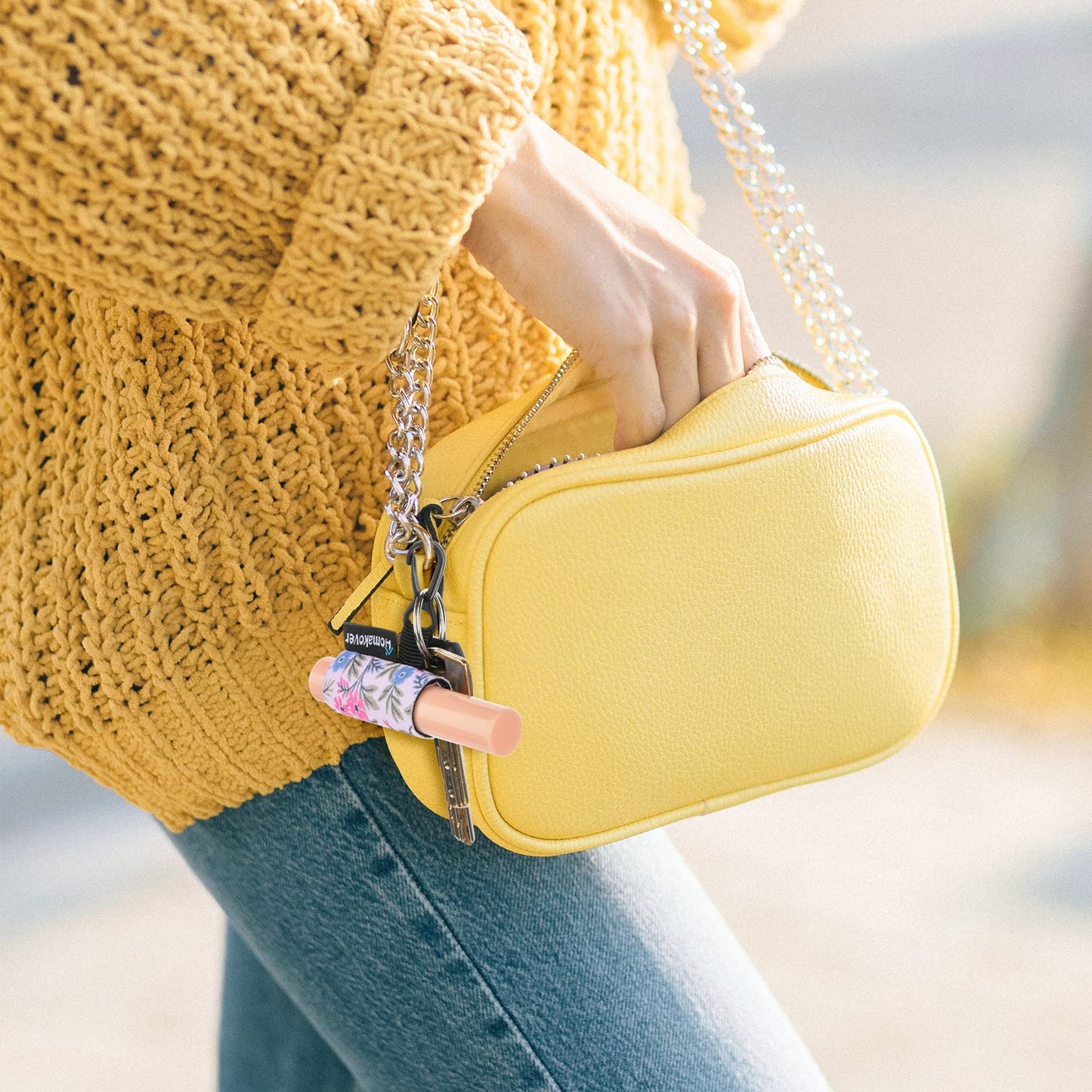 6 Pack Balm Holder, Compact Clip-On Lipstick Holder Premium Release Clip Neoprene Sleeve Balm with Hang Fits Most Standard Lip Balm