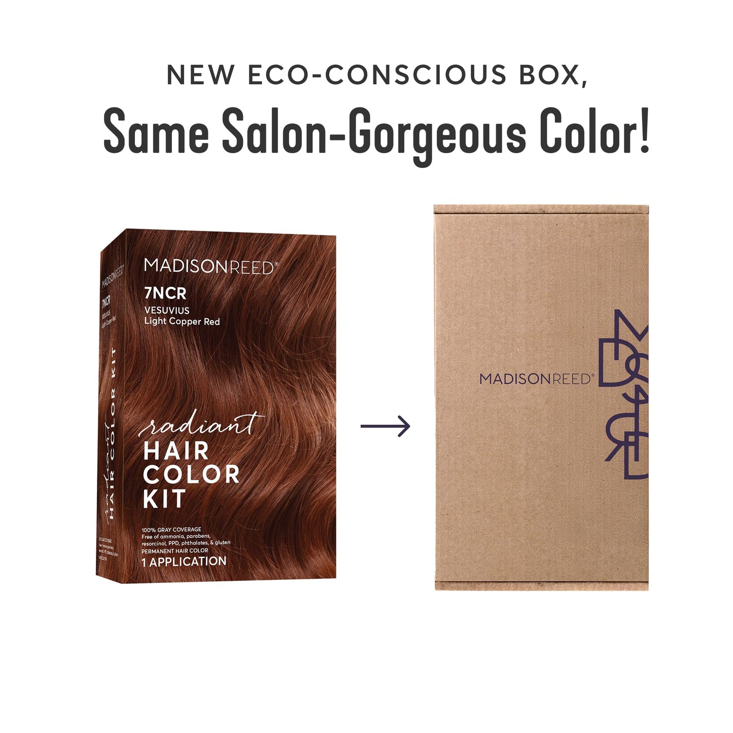 Madison Reed Radiant Hair Color Kit - 7NCR Light Copper Red (Vesuvius Red), Dimensional Gray Hair Blending Permanent Hair Dye, PPD-Free