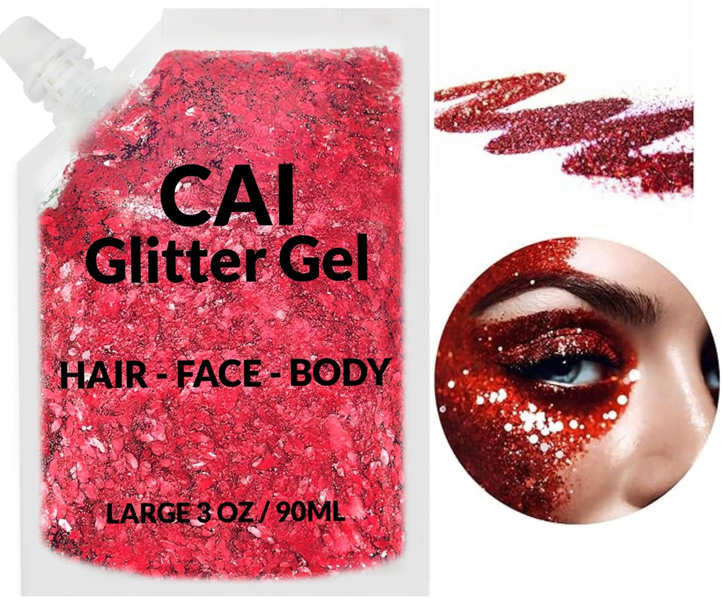 Face, Body & Hair Glitter Gel - Halloween Glitter for Kids and Women - 3 Oz Cosmetic-Grade Gel w/Moon & Stars for Festivals & Halloween Party, Easy