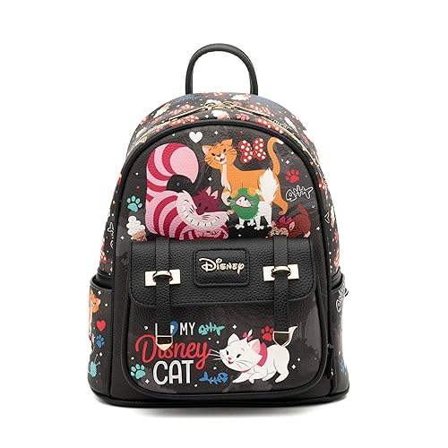 Wondapop - Disney Cats 11"" Vegan Leather Fashion Mini Backpack, Black