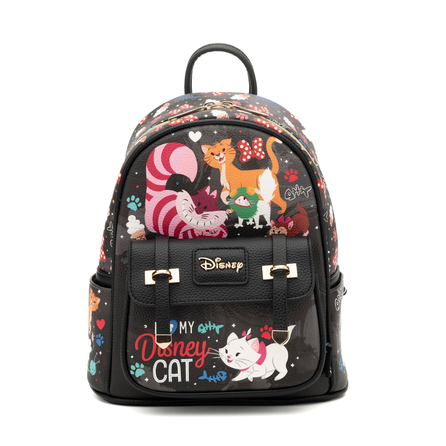 Wondapop - Disney Cats 11"" Vegan Leather Fashion Mini Backpack, Black