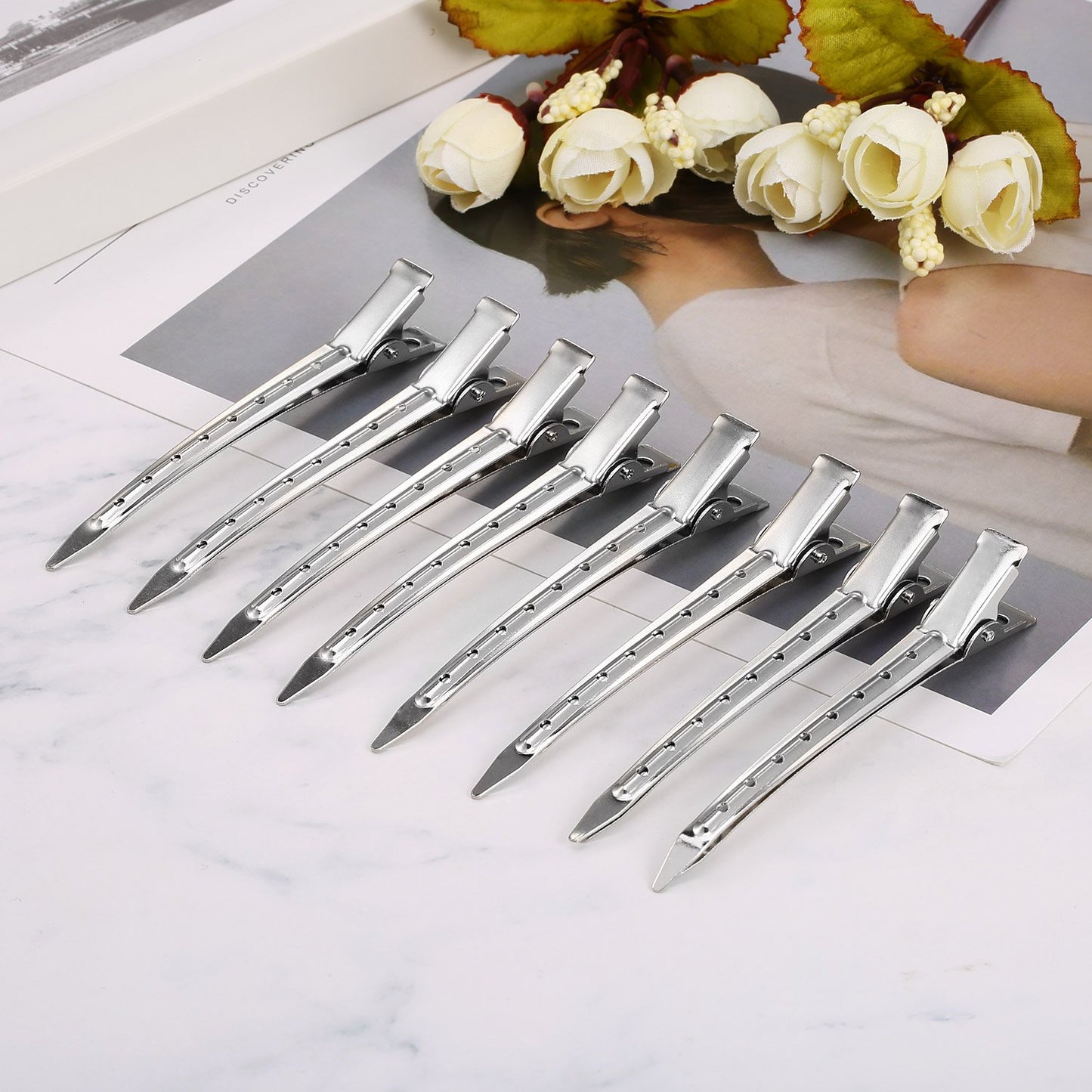 24 Pieces Duck Bill Hair Clips 3.5 Inches Duckbill Hair Clips Metal Alligator Curl Clips for Women Styling Sectioning Long Hair Sectioning Clips
