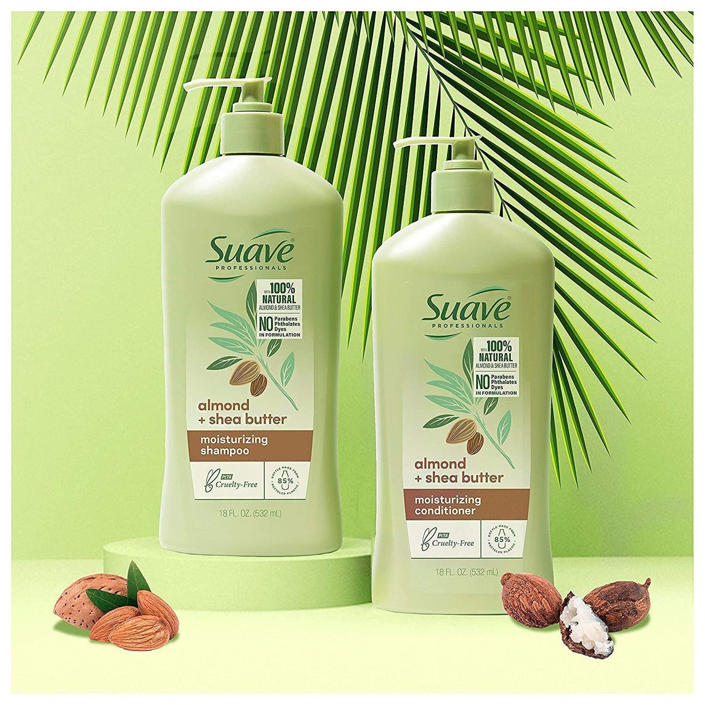 Suave Professionals Moisturizing Shampoo and Conditioner Almond + Shea Butter 18 oz, 2 count