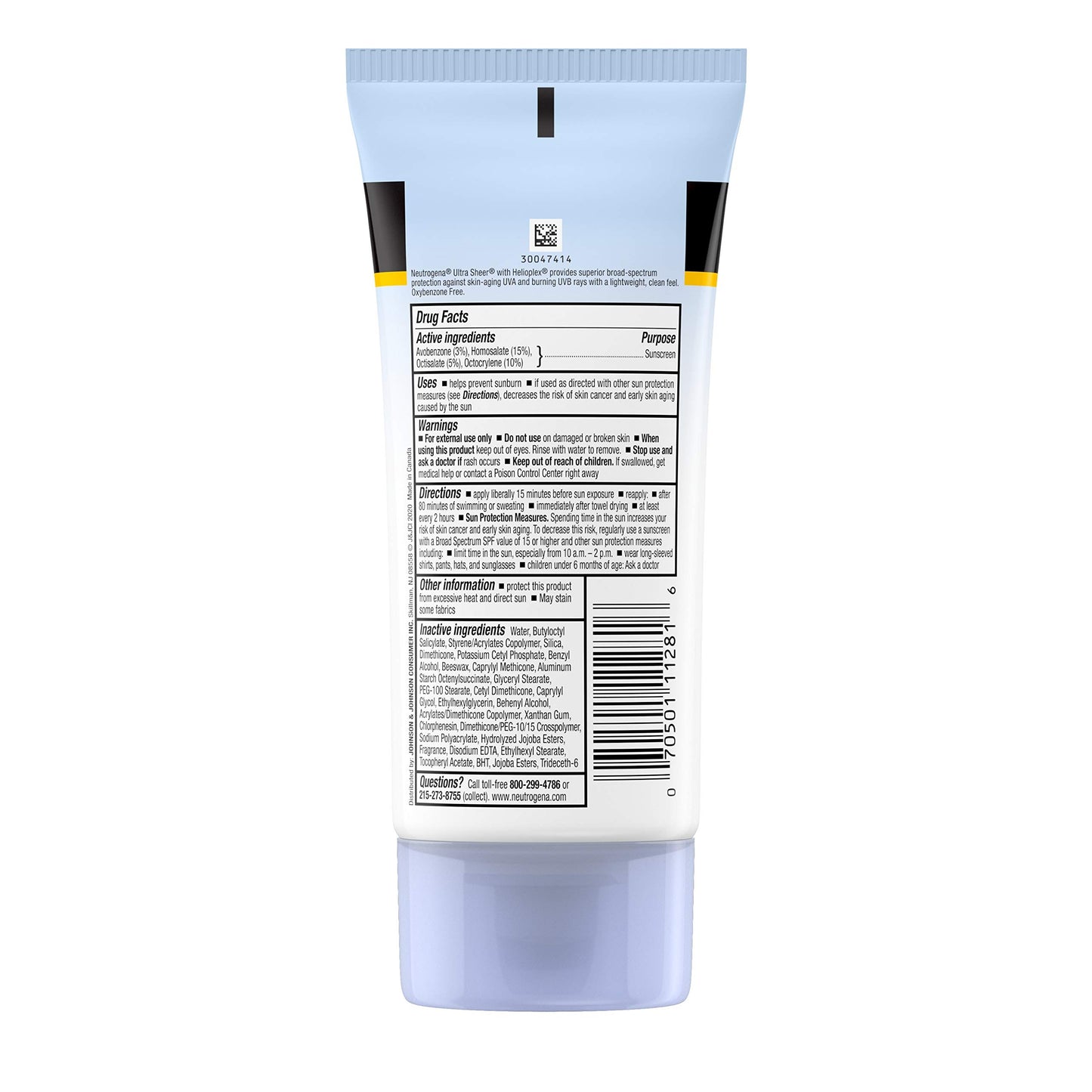 Neutrogena Ultra Sheer Dry-Touch Sunscreen Lotion, Broad Spectrum SPF 70 UVA/UVB Protection, Oxybenzone-Free, Light, Water Resistant, Non-Comedogenic