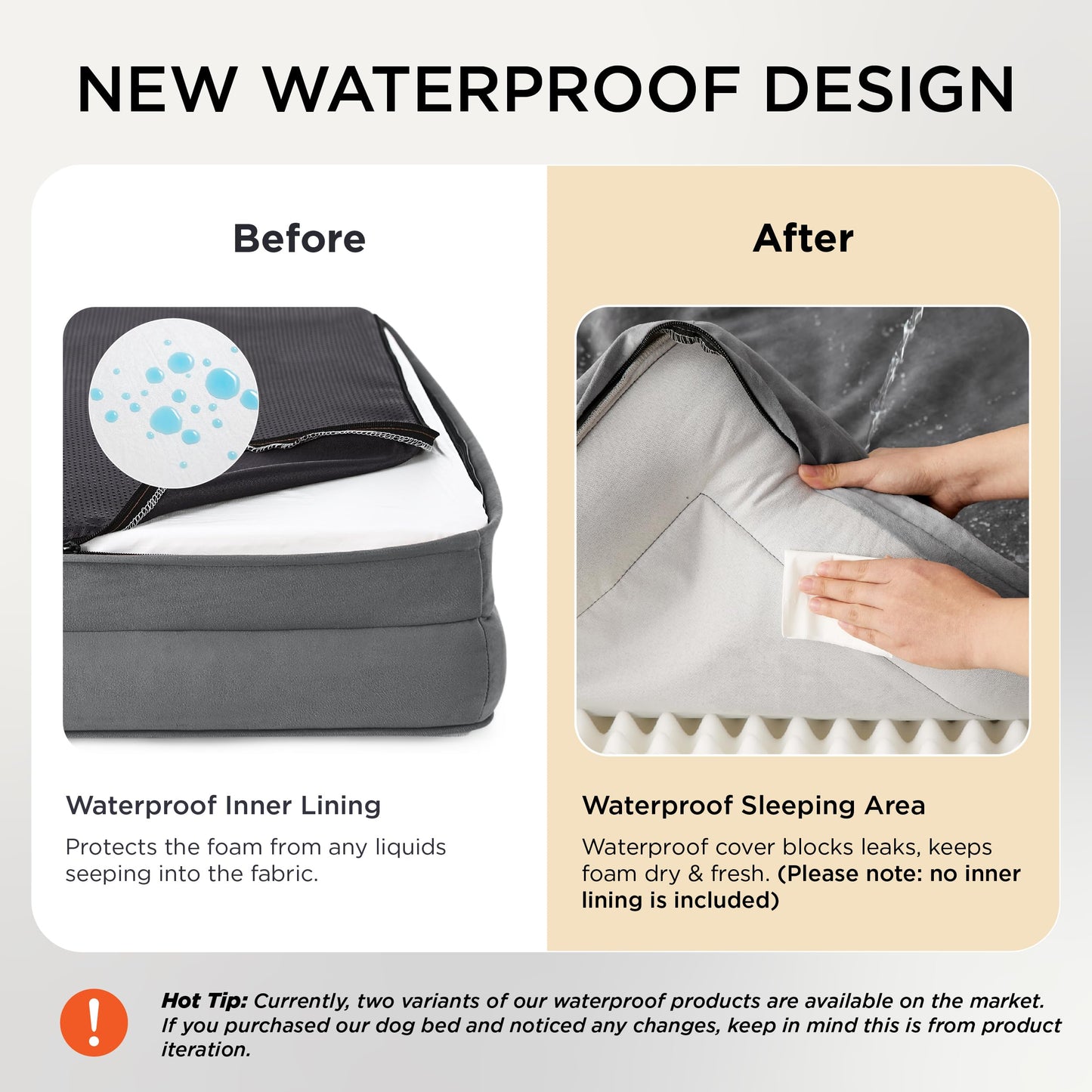 Bedsure Orthopedic Dog Bed for Medium Dogs & Cats - Waterproof, Washable Removable Cover, Nonskid Bottom, Comfortable Pet Couch Sofa - Grey 28"