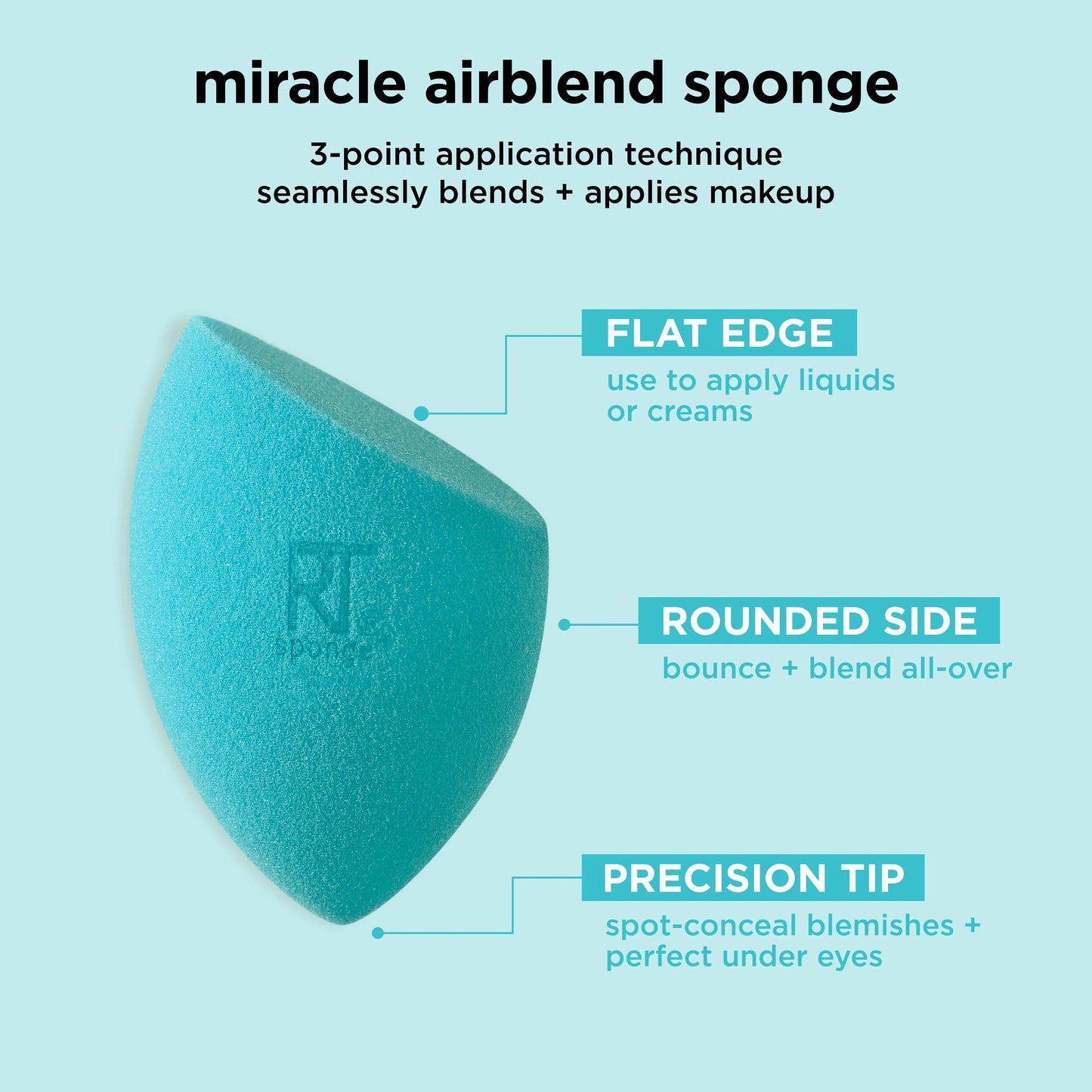Real Techniques Miracle Airblend Sponge, Matte Makeup Blending Sponge, For Liquid, Cream, & Powder Products, Offers Medium To Full Coverage