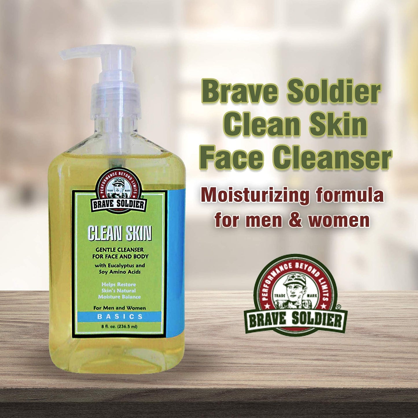 Brave Soldier Clean Skin Face Cleanser for Men and Women Moisturizing Face Wash for Sensitive,Oily, or Dry Skin, Mild Makeup Remover | Pump Bottle 8