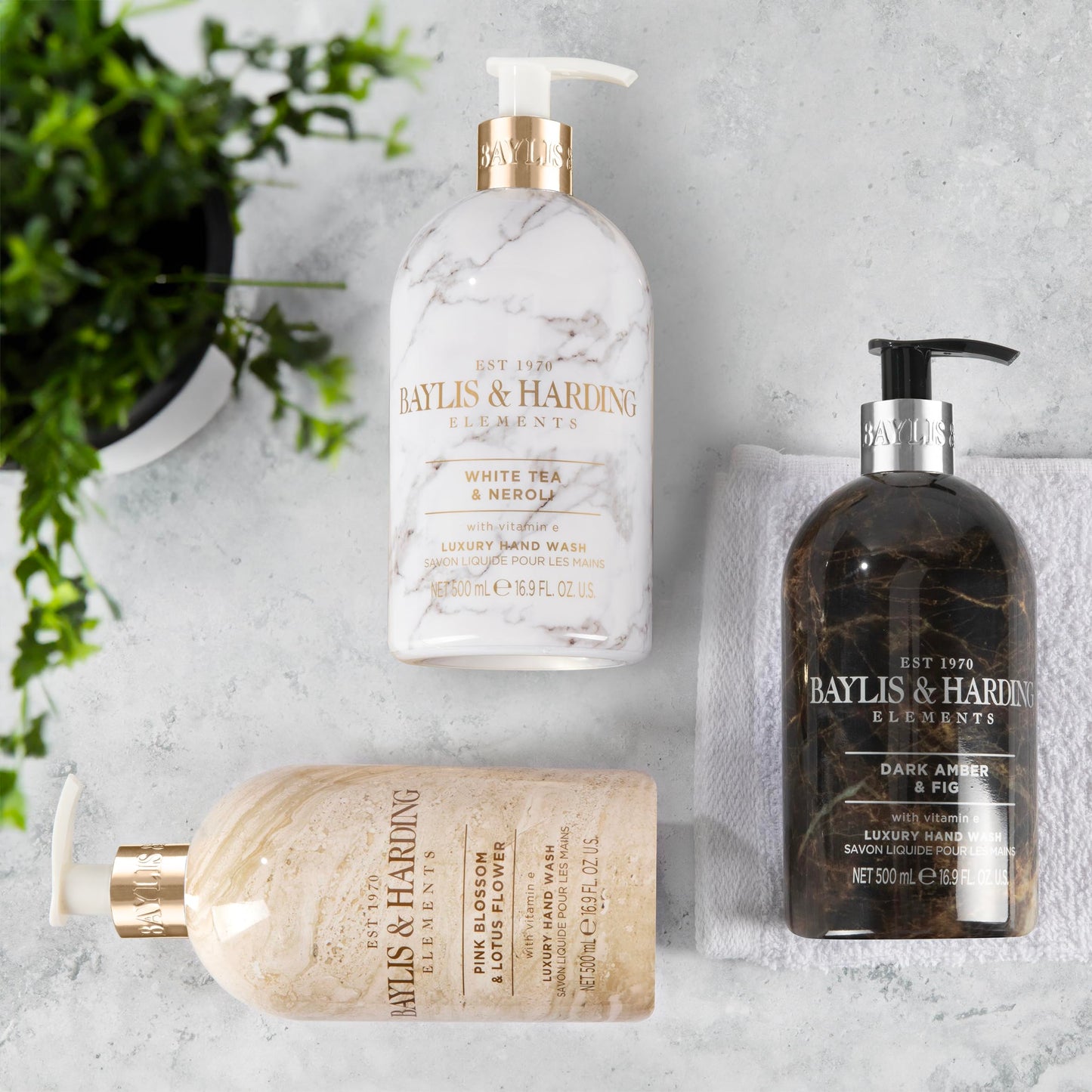 Baylis & Harding Liquid Hand Soap Wash with Dispenser, Elements, Dark Amber & Fig, 16.9oz/500ml