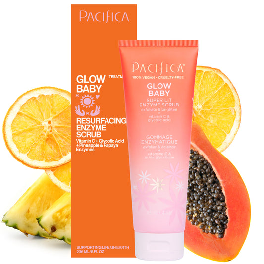 Pacifica Glow Baby Exfoliating Face Scrub, Brightening Enzyme Facial Cleanser w/Vitamin C & Glycolic Acid for Radiant Smooth Skin, Unclogs Pores