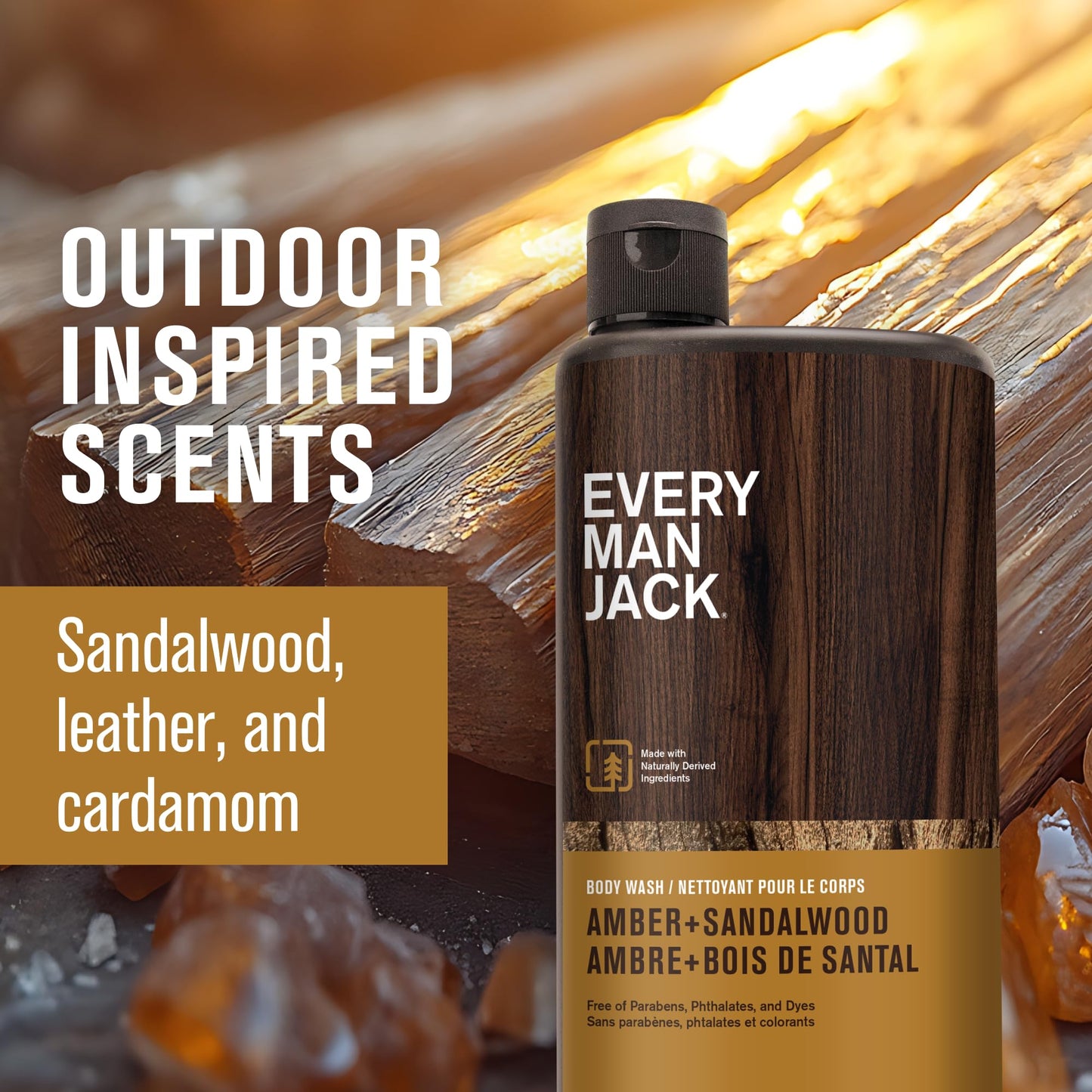 Every Man Jack Amber+Sandalwood Hydrating Mens Body Wash for All Skin Types-Cleanse, Nourish, and Hydrate Skin with Naturally Derived