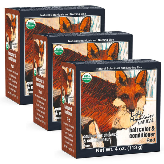 Light Mountain Henna Hair Color & Conditioner - Red Hair Dye for Men/Women, Organic Henna Leaf Powder and Botanicals, Chemical-Free, Semi-Permanent