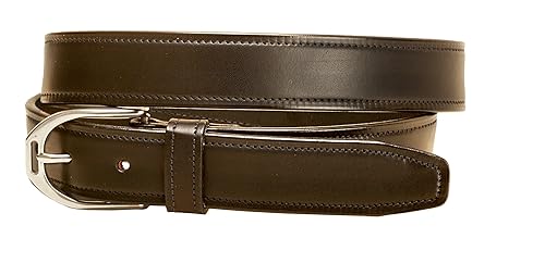 Tory Leather Plain English Stirrup 1.25 Inch Black Unisex Belt (32")