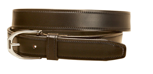 Tory Leather Plain English Stirrup 1.25 Inch Black Unisex Belt (32")
